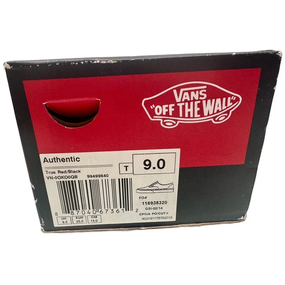 Vans Off‎ the Wall Authentic True Red/Black Toddler Baby Shoes Size 9 Rare